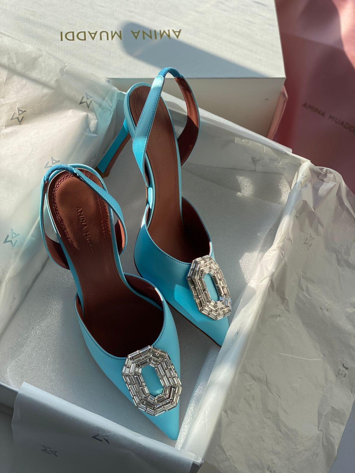 Amina Muaddi Camelia Slingback Topuklu Ayakkabı - Glimmer of Luxury