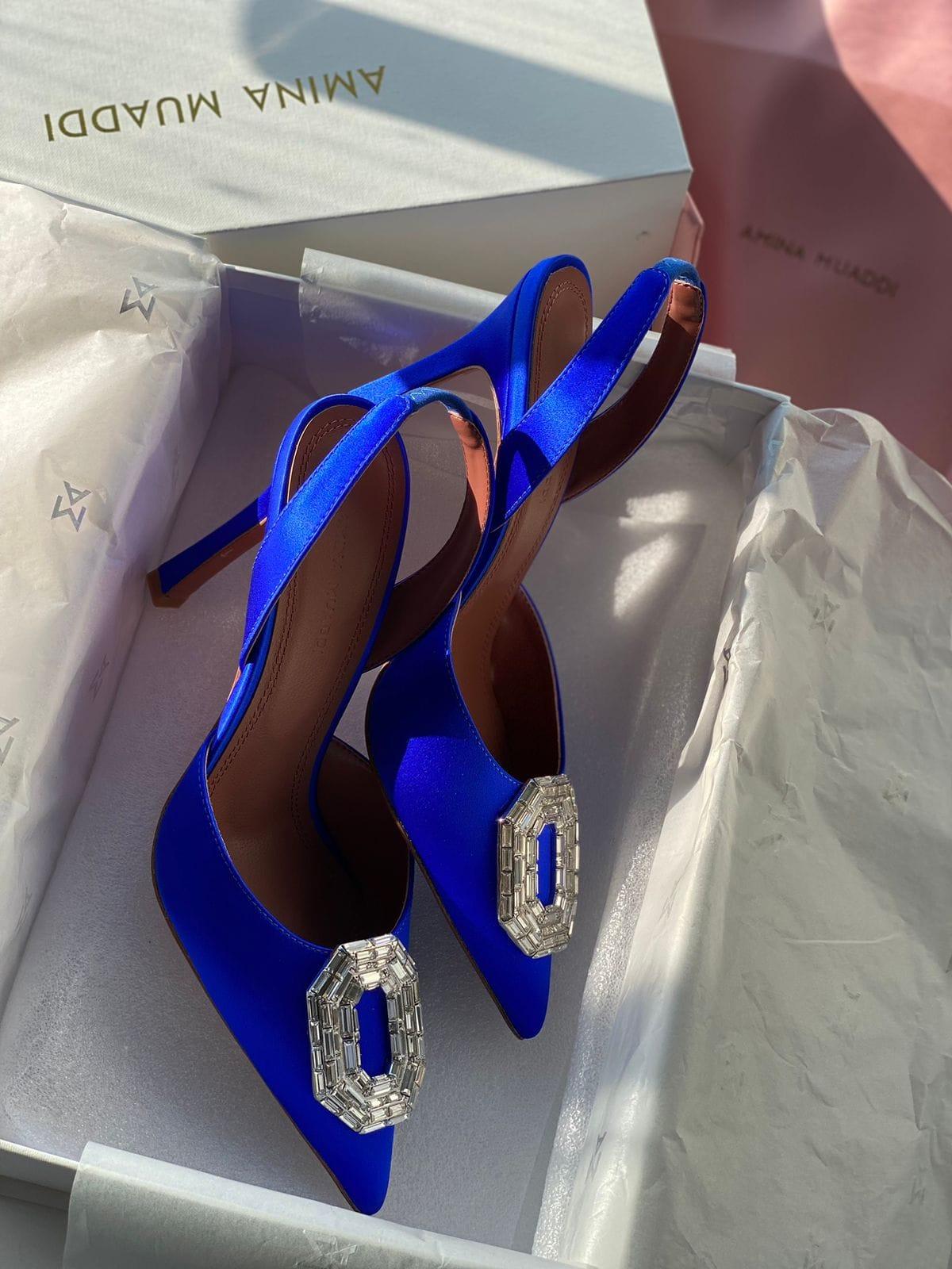 Amina Muaddi Camelia Slingback Topuklu Ayakkabı - Glimmer of Luxury