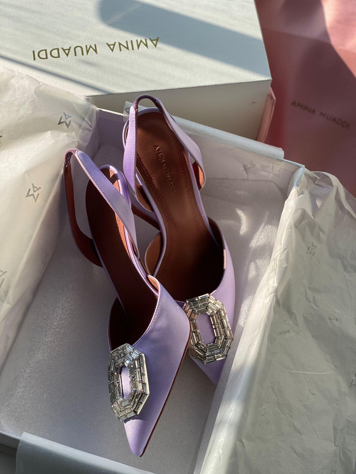 Amina Muaddi Camelia Slingback Topuklu Ayakkabı - Glimmer of Luxury