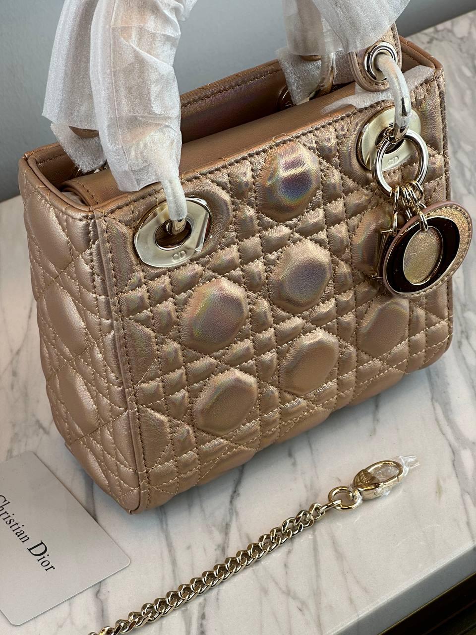Christian Dior Lady Mini Metalik Kuzu Derisi Cannage Gold SHW - Glimmer of Luxury