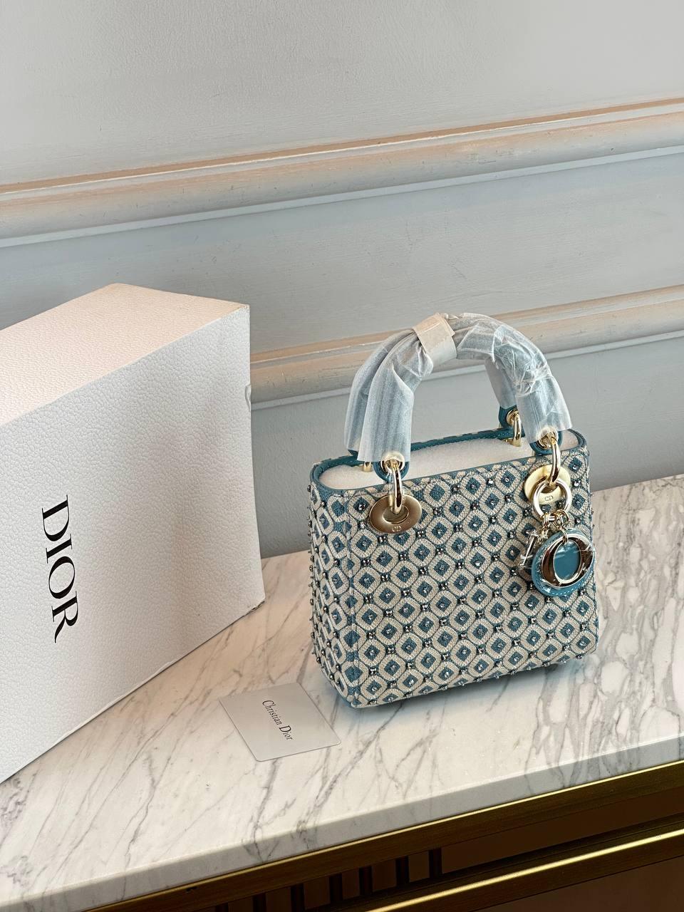 Christian Dior Lady Çanta Mavi Taş Desenli - Glimmer of Luxury