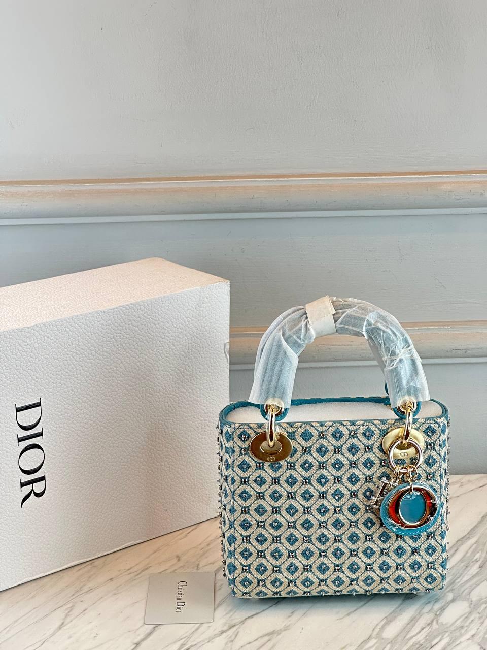 Christian Dior Lady Çanta Mavi Taş Desenli - Glimmer of Luxury