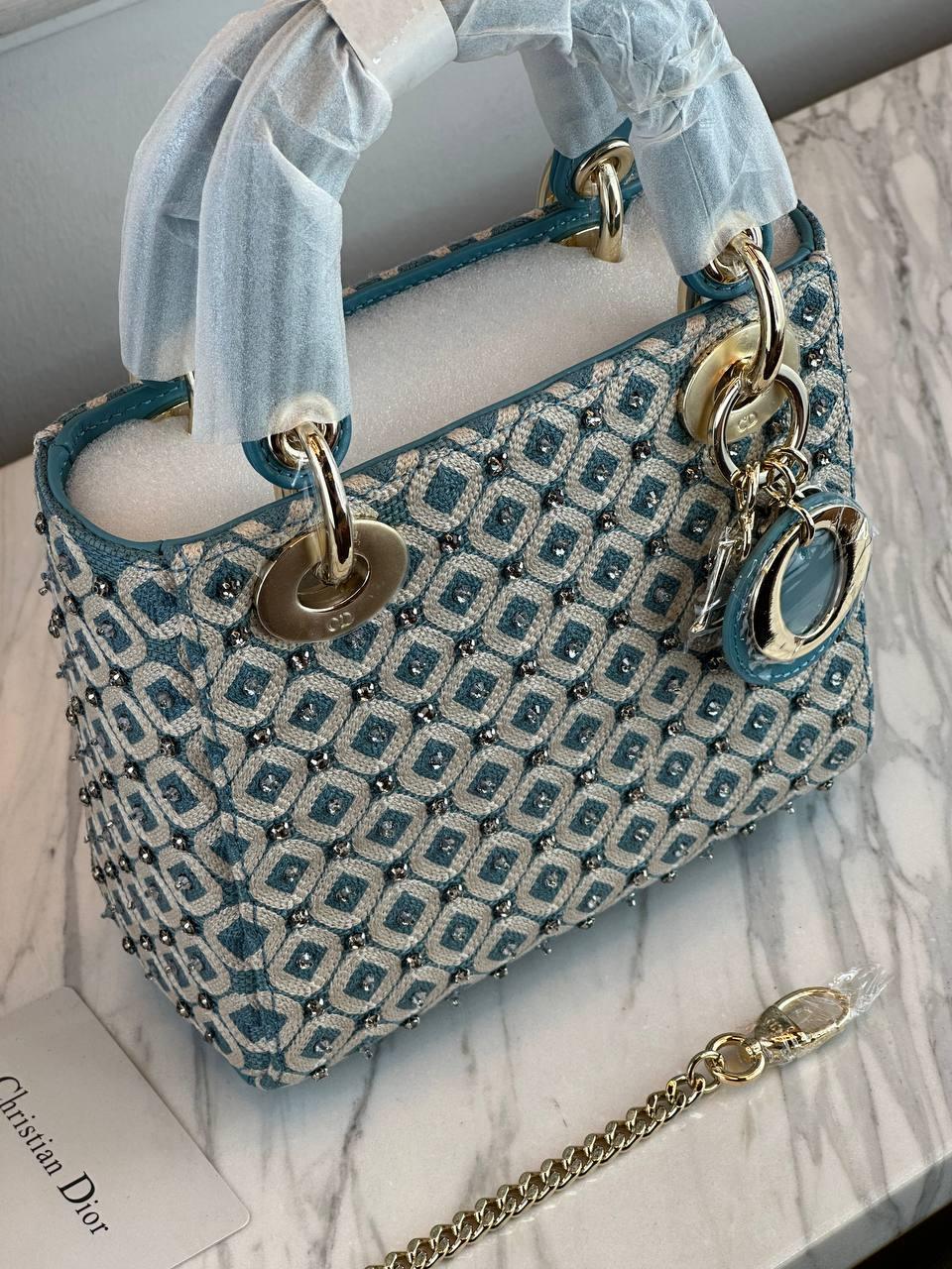 Christian Dior Lady Çanta Mavi Taş Desenli - Glimmer of Luxury