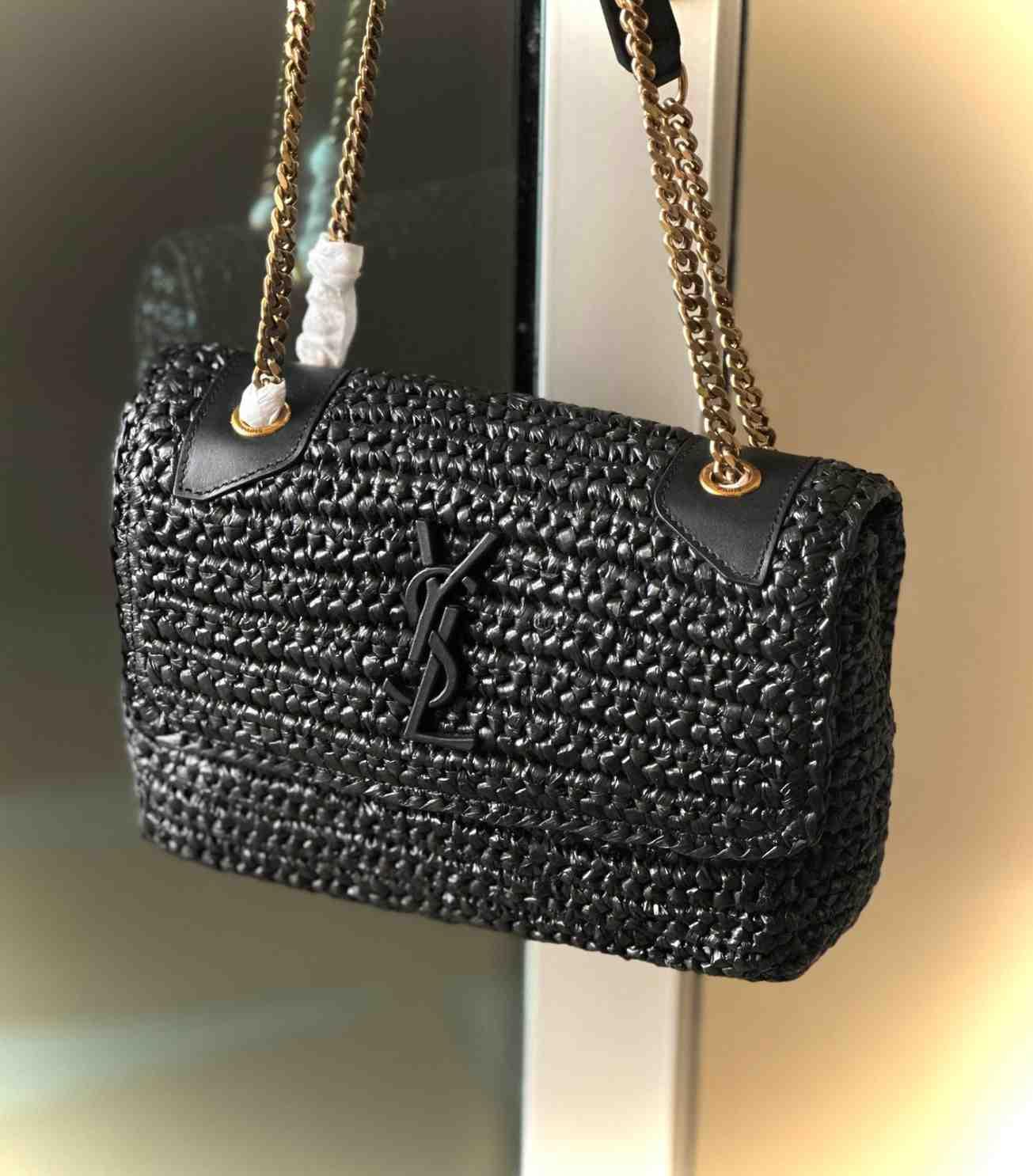 Ysl Rafya Ve Deri Niki Orta Zincir Çanta - Glimmer of Luxury