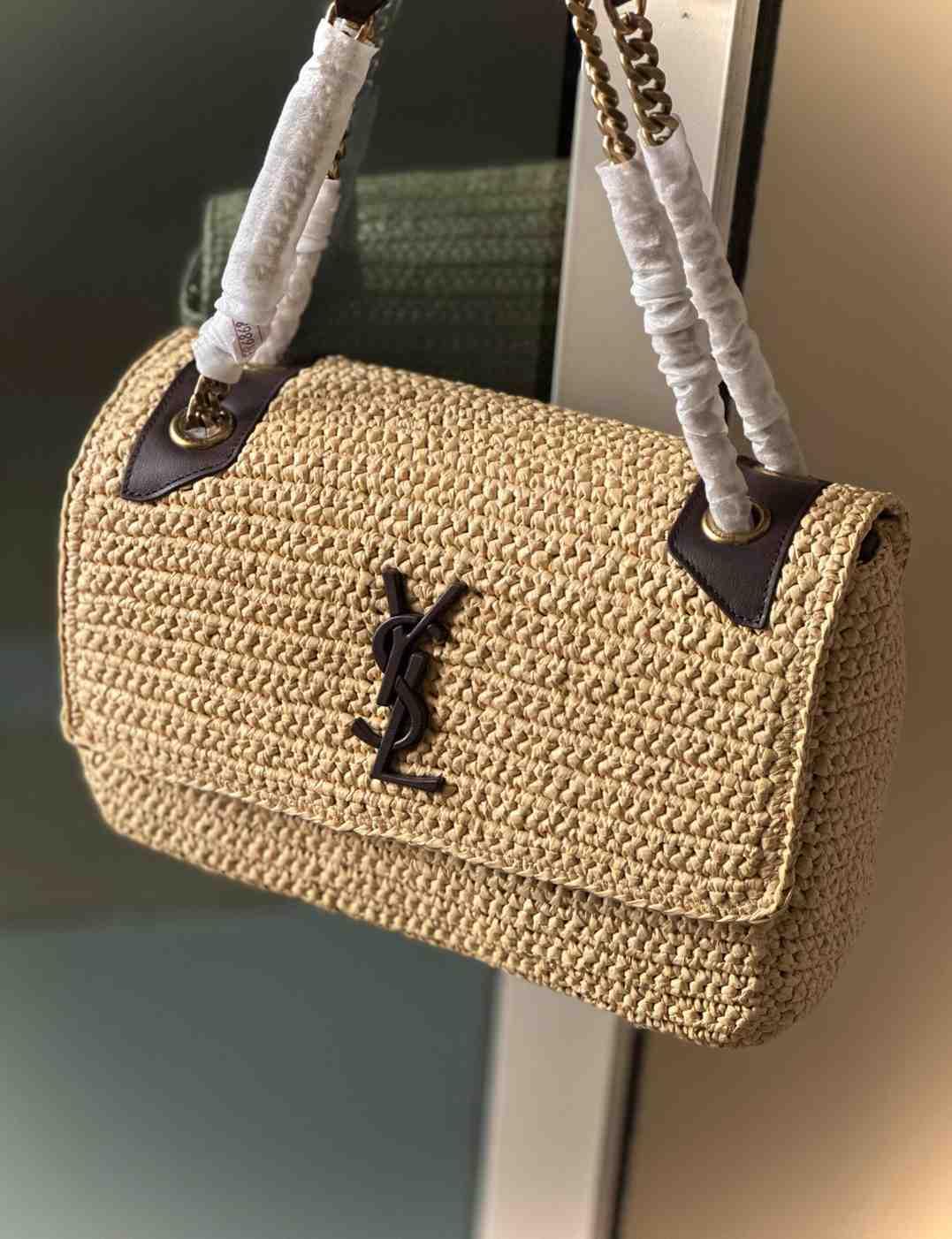 Ysl Rafya Ve Deri Niki Orta Zincir Çanta - Glimmer of Luxury