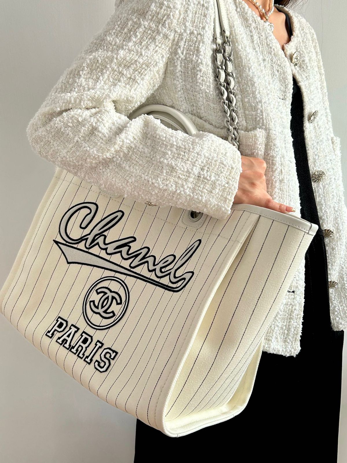 Chanel 23P Large Deauville Tote Shopping Bag