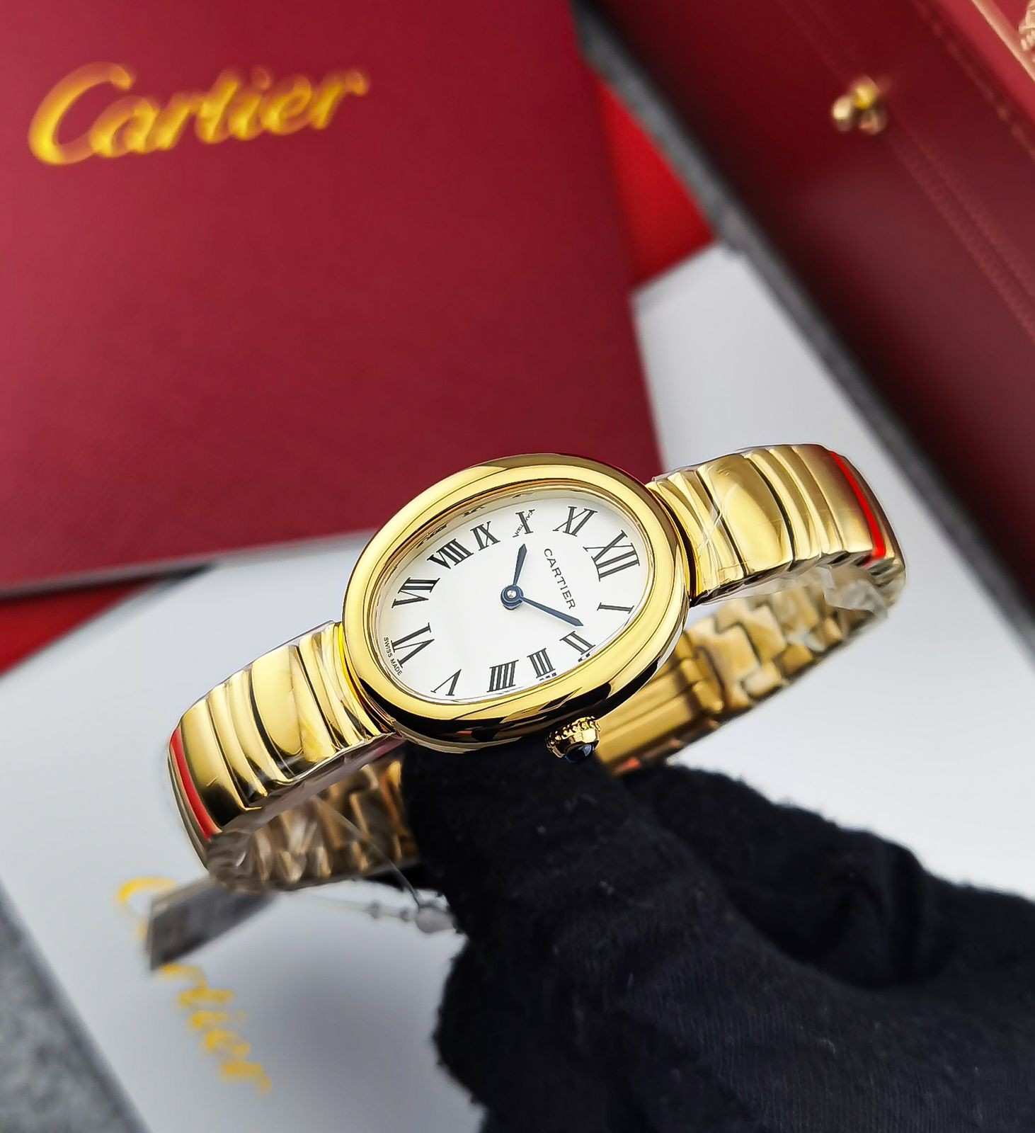 Cartier Baignoire Saat Altın Pırlanta Kasa