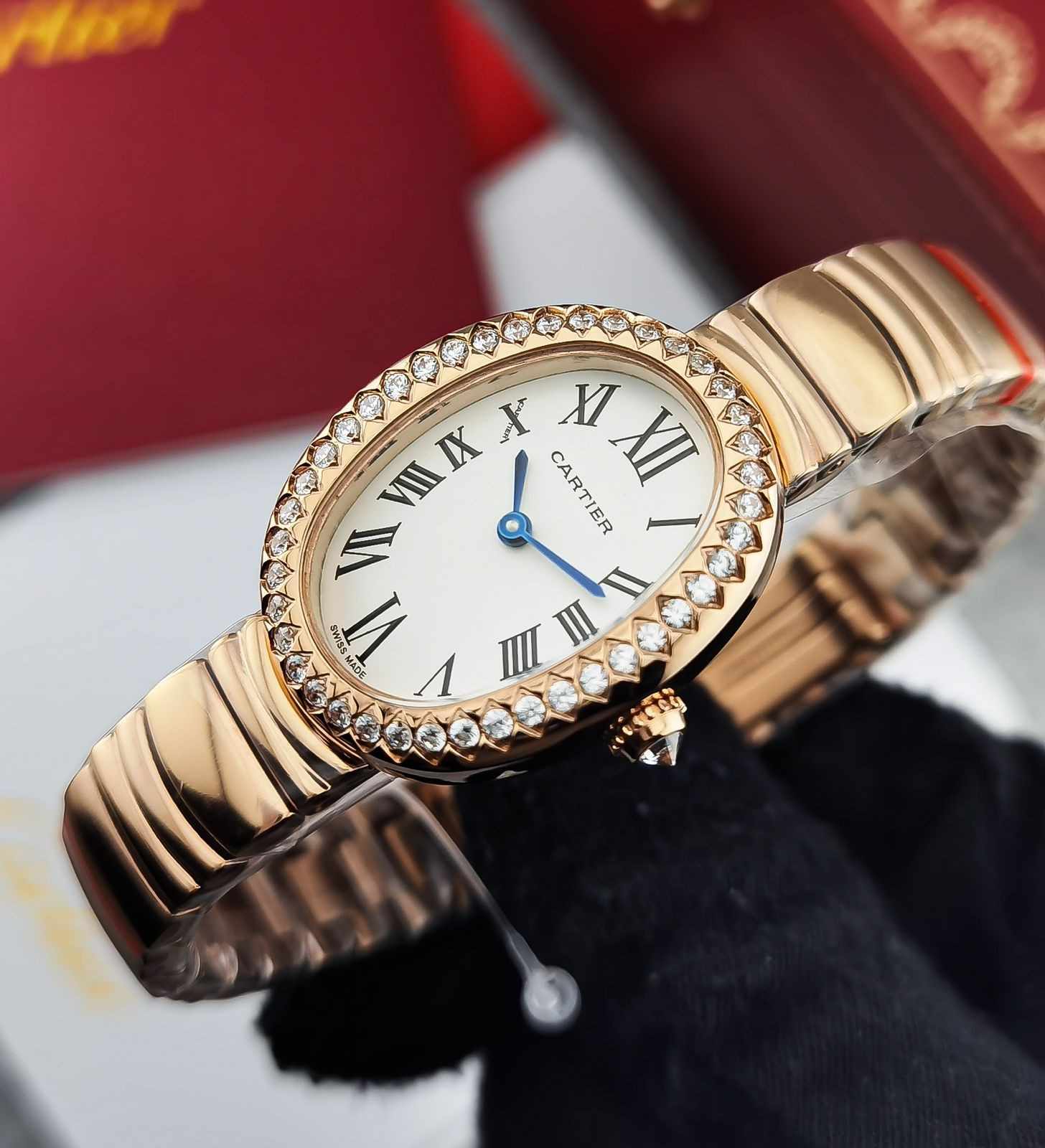 Cartier Baignoire Watch Gold Diamond Case