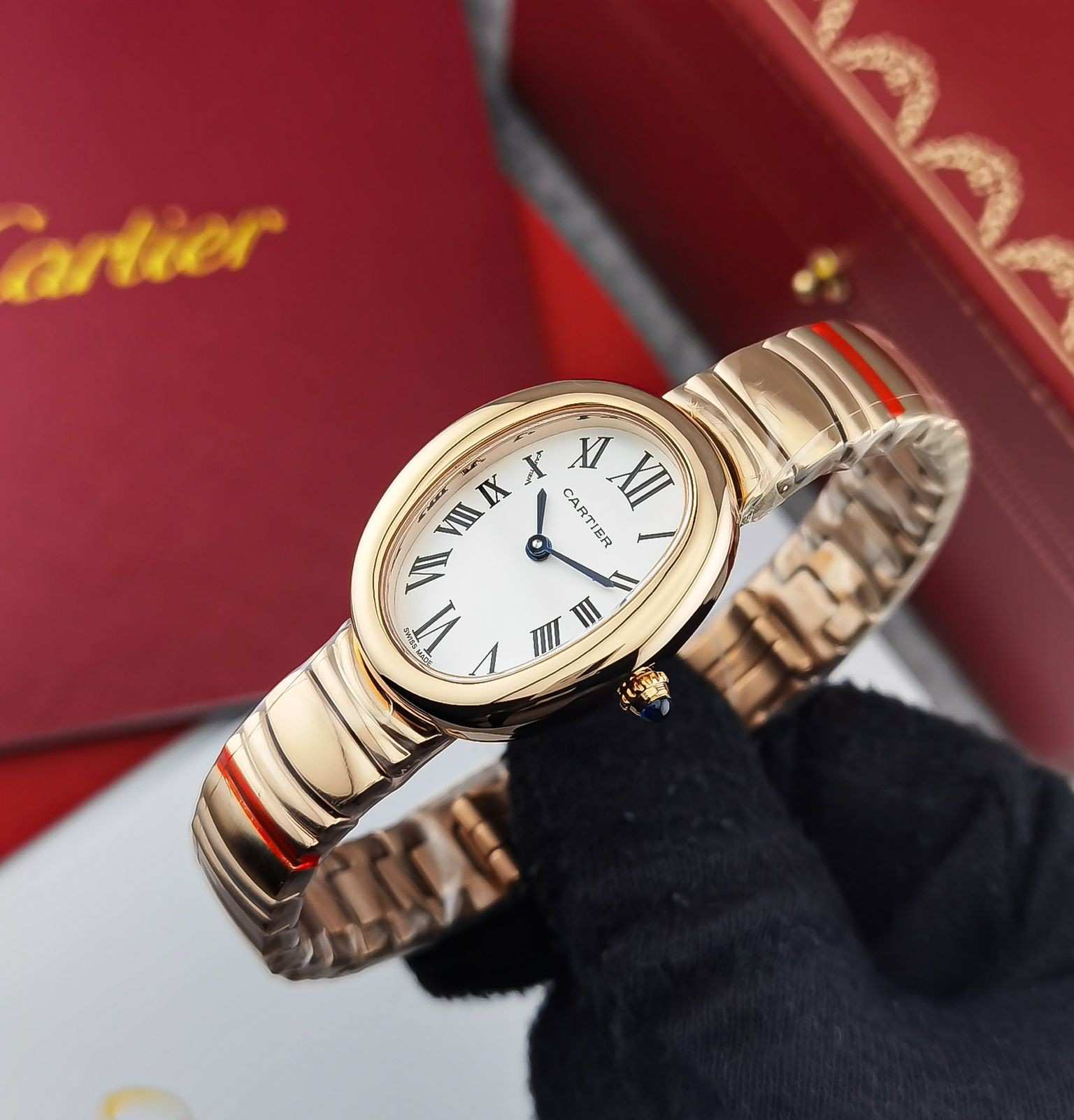 Cartier Baignoire Saat Altın Pırlanta Kasa