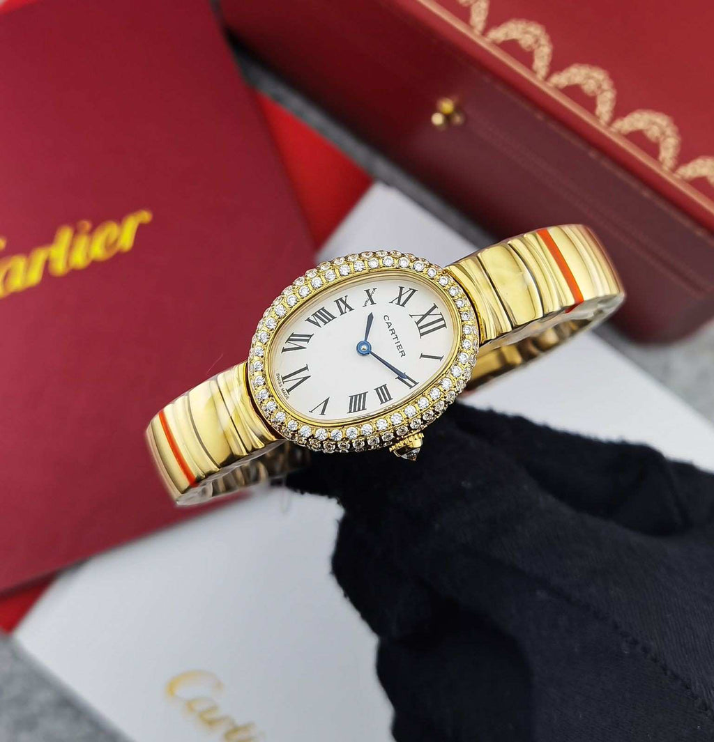 Cartier Baignoire Saat Altın Pırlanta Kasa