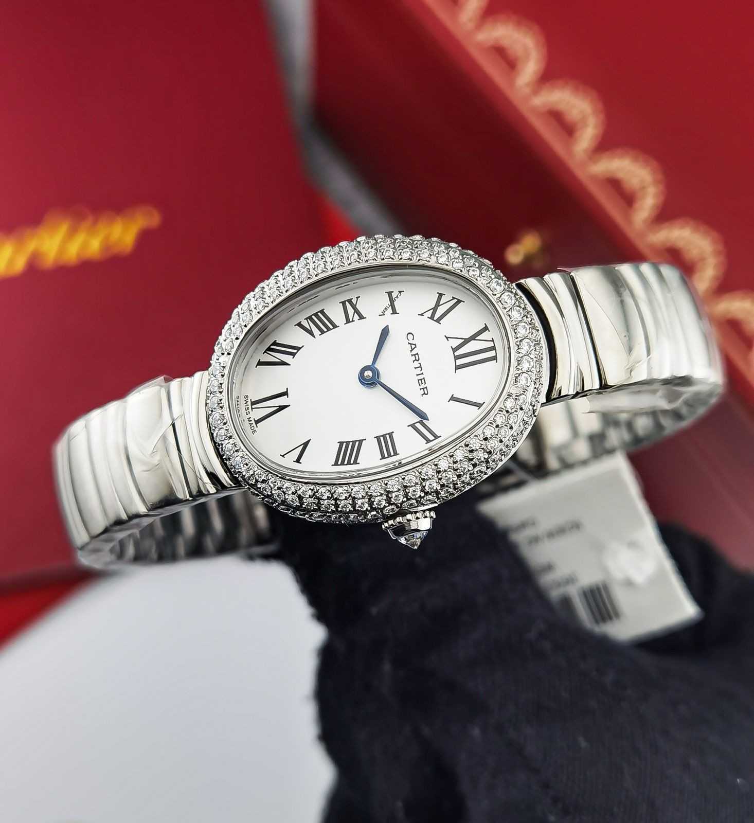Cartier Baignoire Saat Altın Pırlanta Kasa