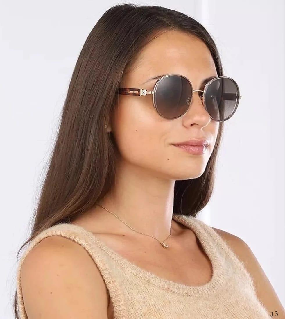 Jimmy Choo Andie/S Büyük Boy Yuvarlak Güneş Gözlüğü - Glimmer of Luxury