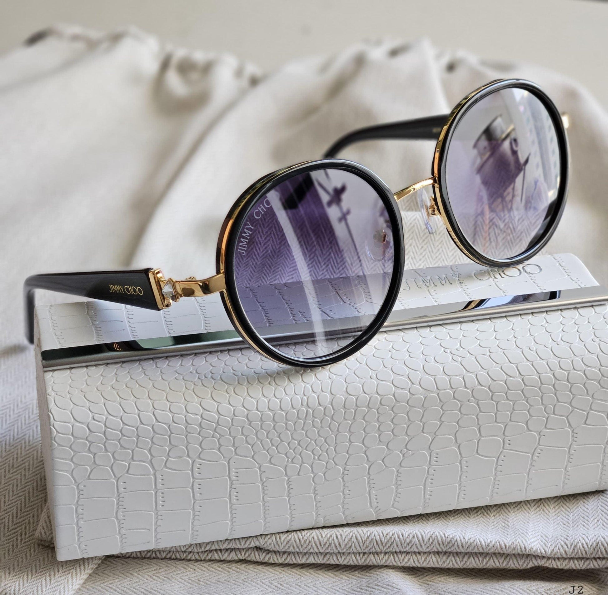 Jimmy Choo Andie/S Büyük Boy Yuvarlak Güneş Gözlüğü - Glimmer of Luxury