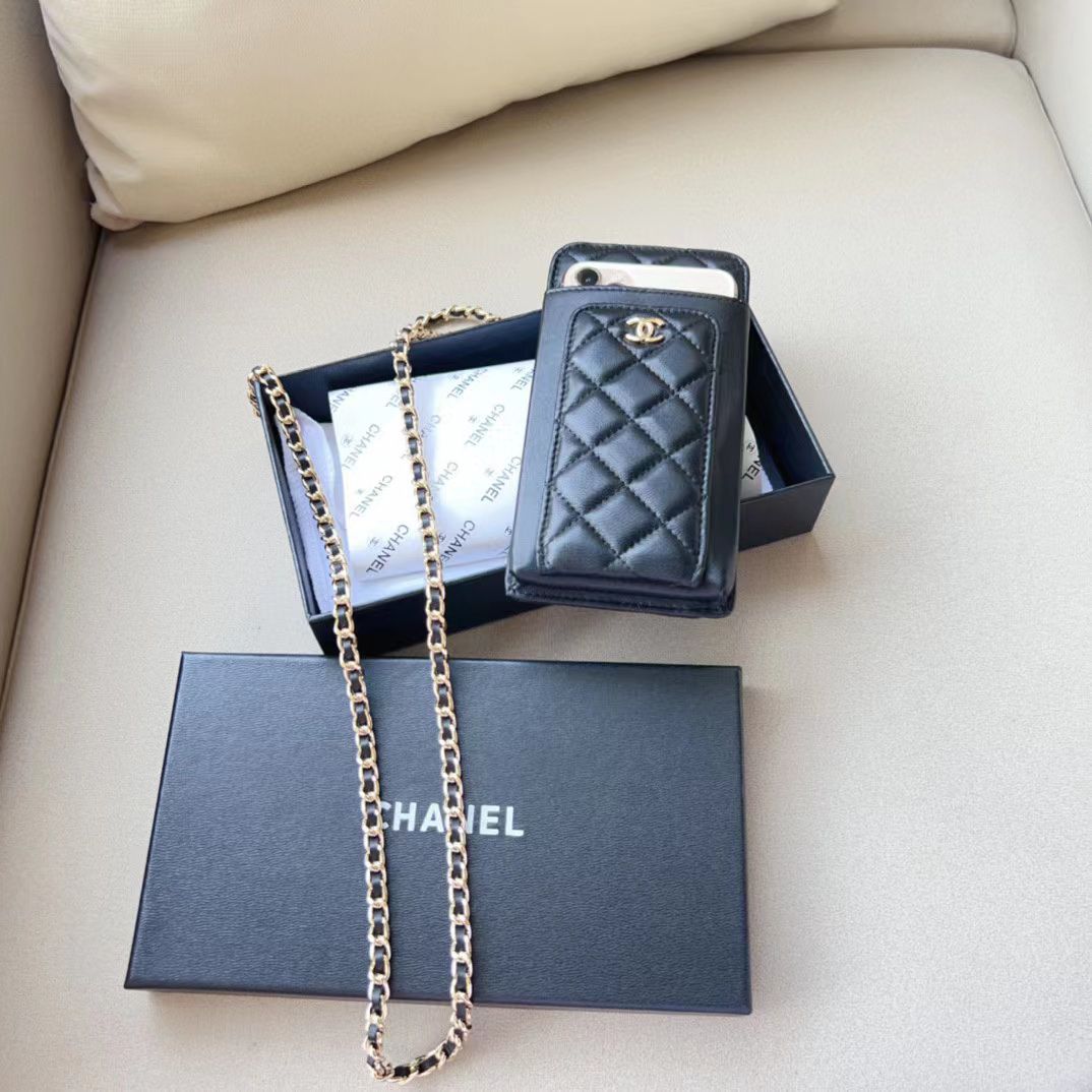 Chanel Caviar Kapitone CC Telefon Tutucu Zincirli Çanta