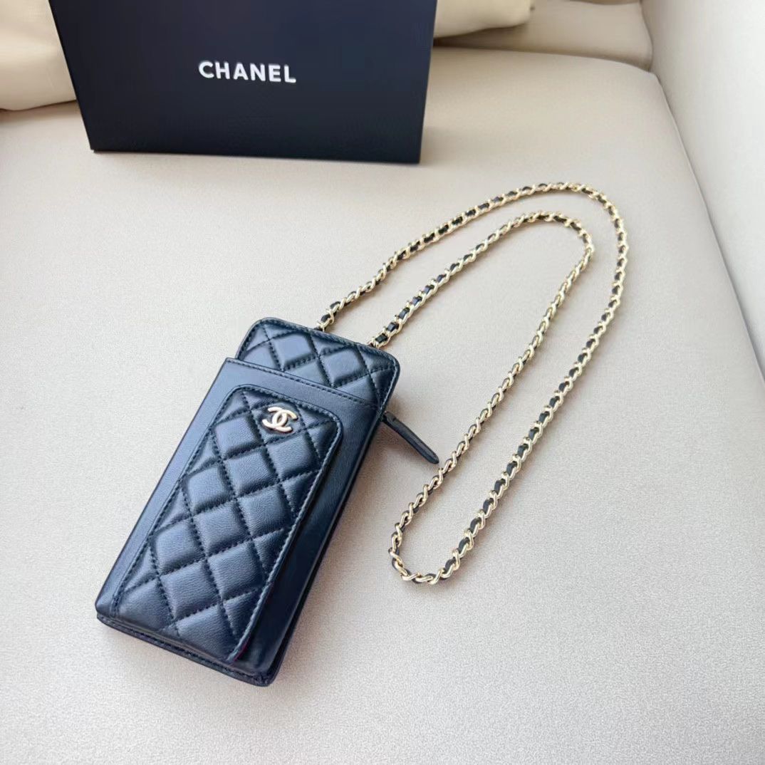 Chanel Caviar Kapitone CC Telefon Tutucu Zincirli Çanta
