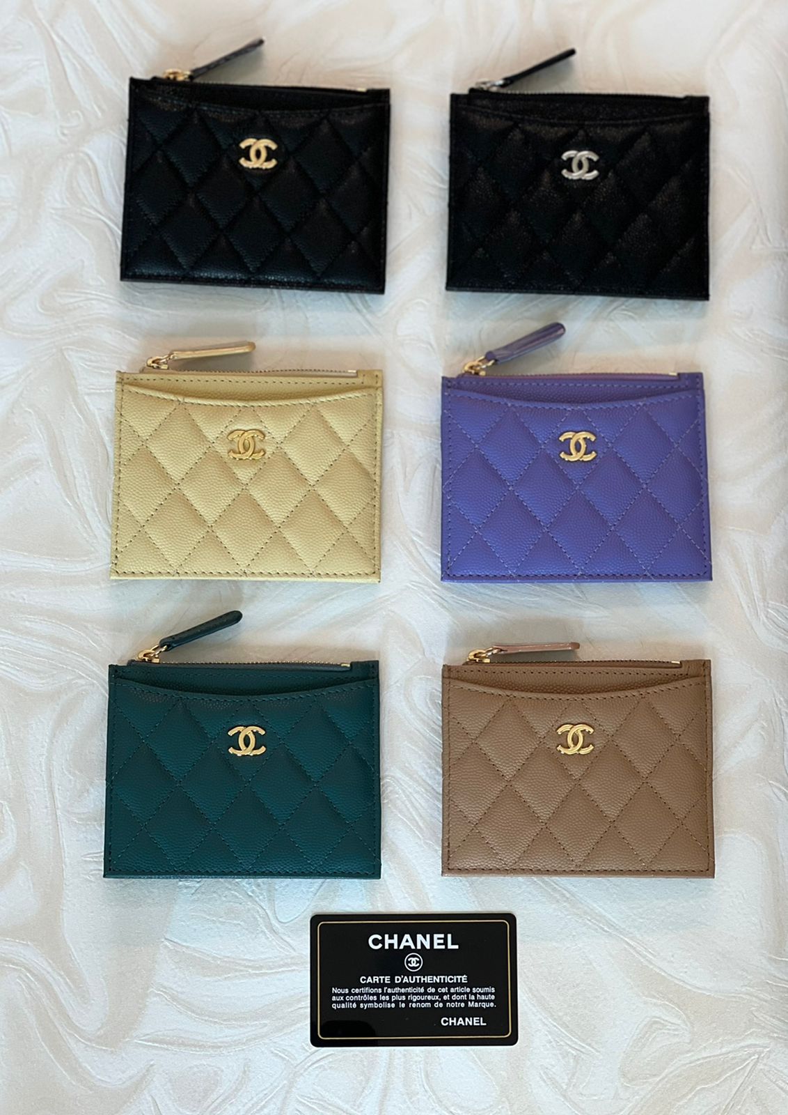 Chanel Classic Caviar Quilted CC Zippered Card Holder