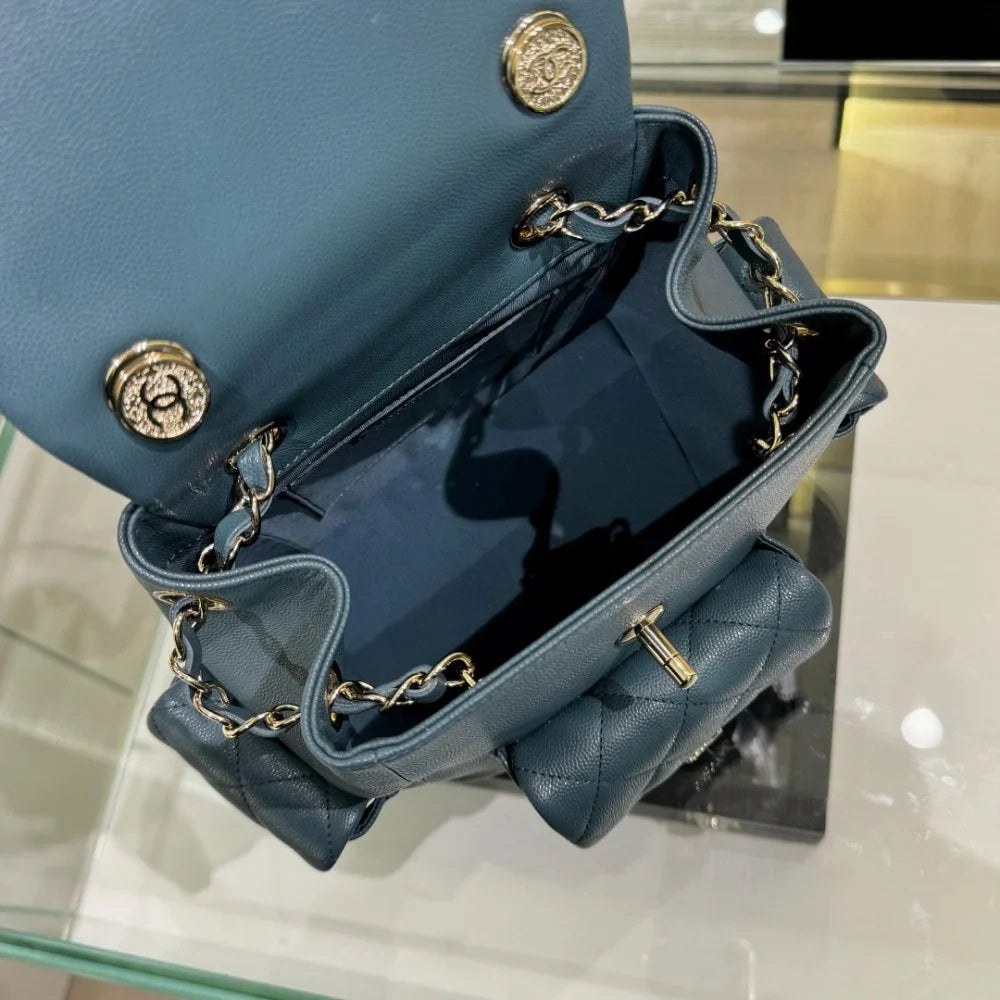 Chanel Mavi Havyar Deri Sırt Çantası - Glimmer of Luxury