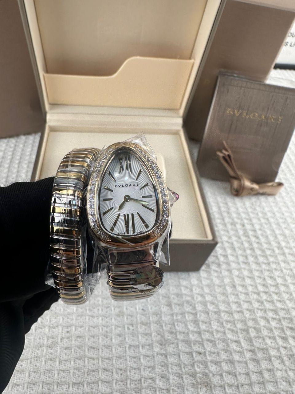 Bvlgari Paslanmaz Çelik ve Pırlanta Serpenti Saat - Glimmer of Luxury