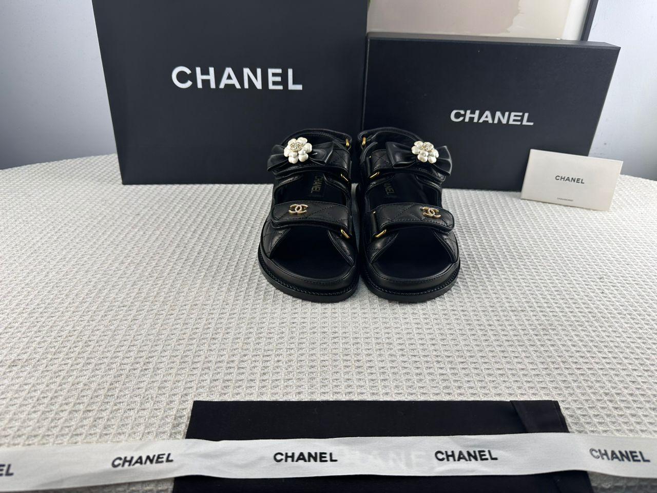 Chanel Günlük Stil Sokak Stili Sade Deri Parti Stili Sandalet - Glimmer of Luxury