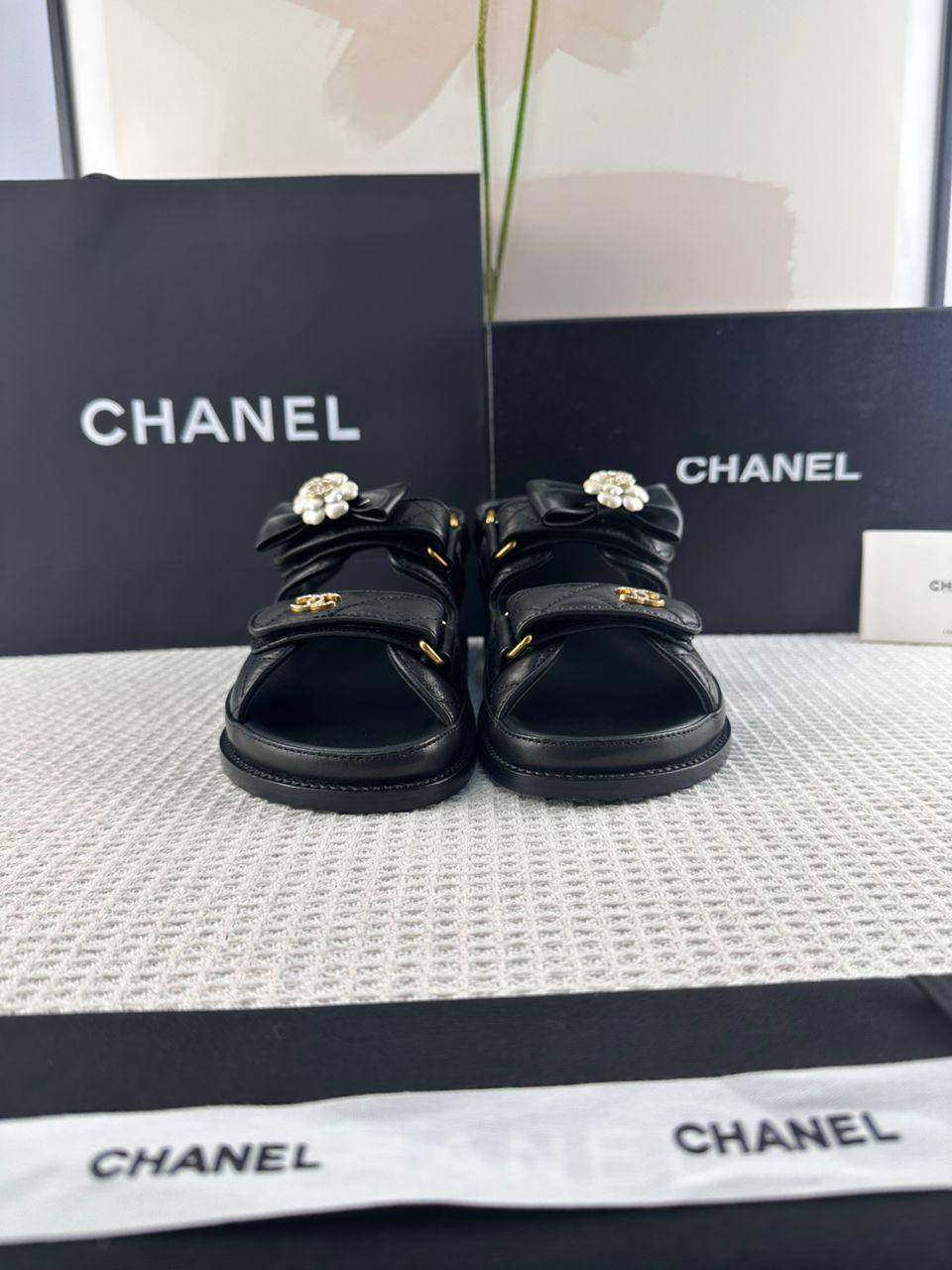Chanel Günlük Stil Sokak Stili Sade Deri Parti Stili Sandalet - Glimmer of Luxury