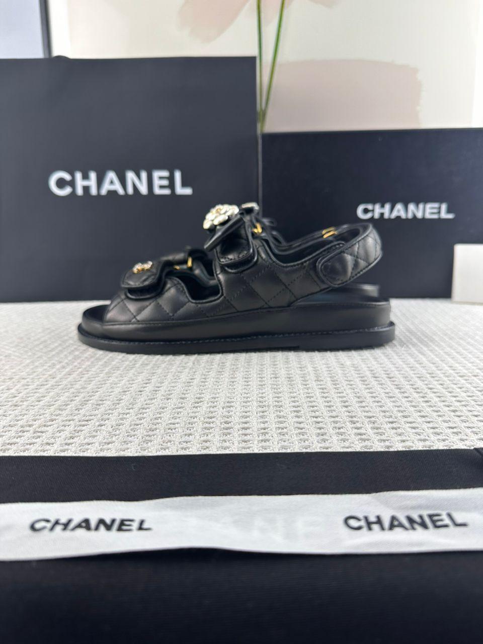 Chanel Günlük Stil Sokak Stili Sade Deri Parti Stili Sandalet - Glimmer of Luxury