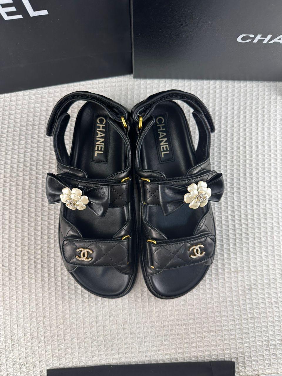 Chanel Günlük Stil Sokak Stili Sade Deri Parti Stili Sandalet - Glimmer of Luxury