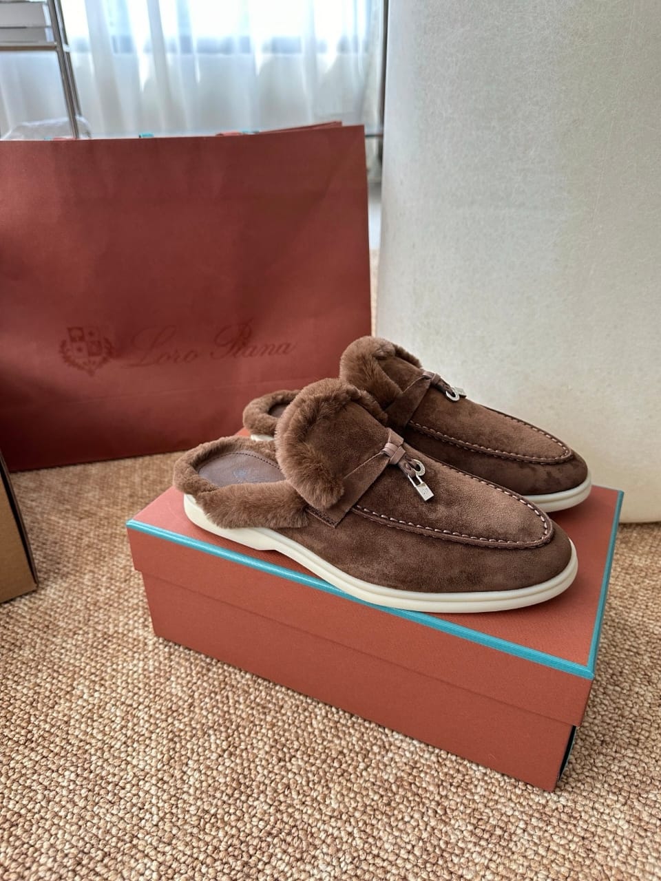 Loro Piana Charms Walk Babouche Fur Loafer