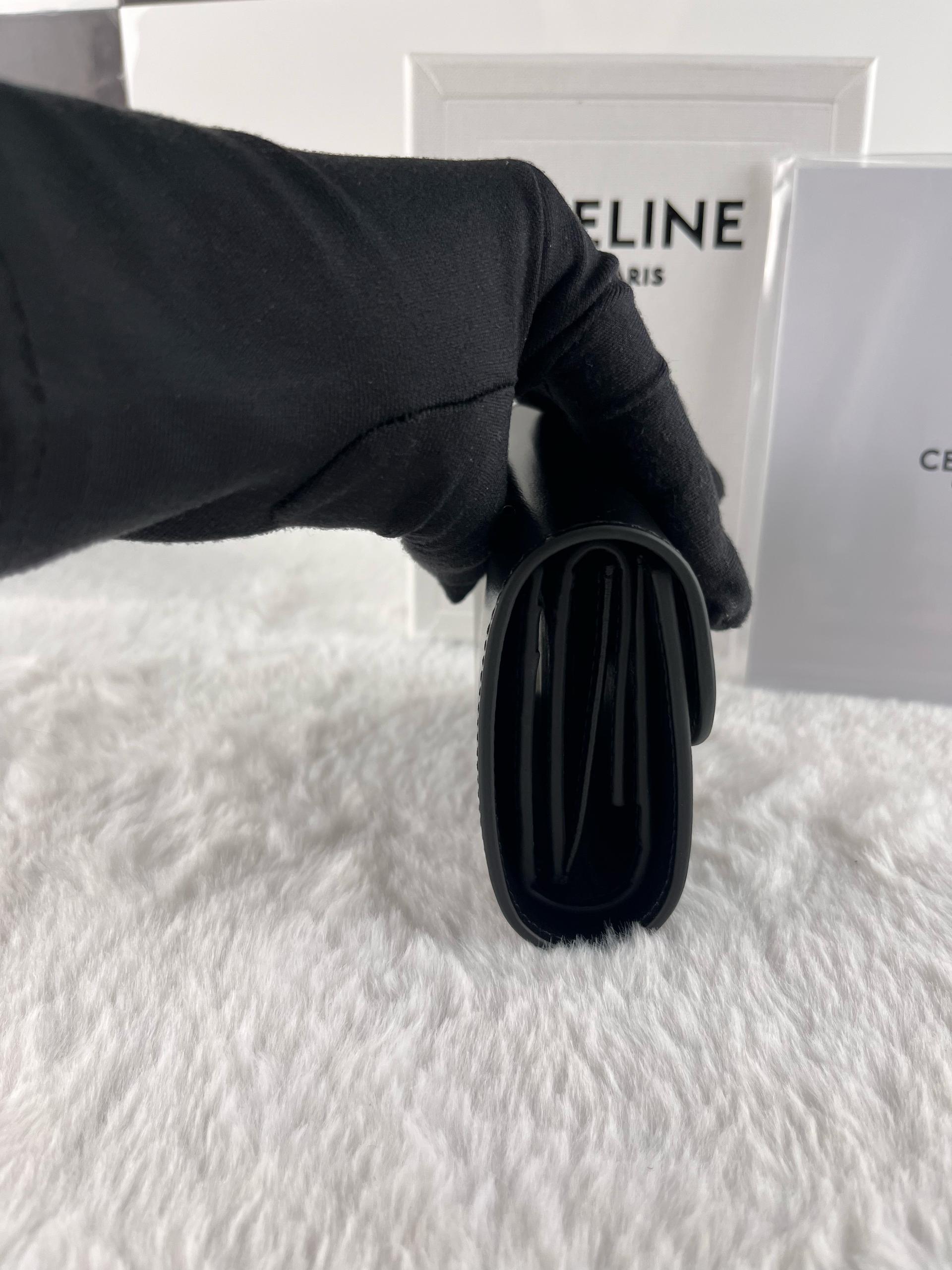 Celine Triomphe Parlak Dana Derisi Küçük Kapaklı Cüzdan - Glimmer of Luxury