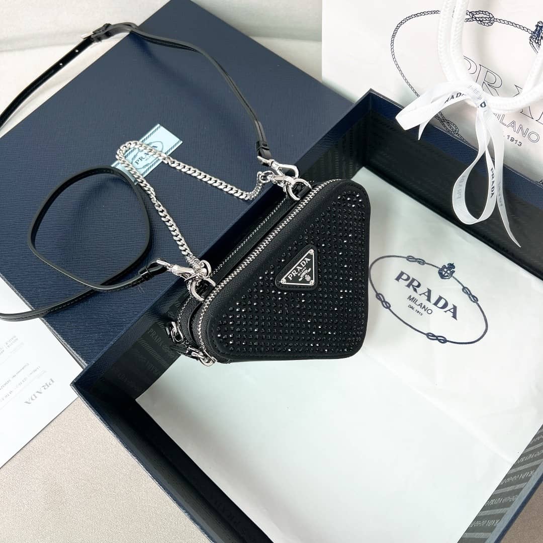 Prada Kristal Süslemeli Mini Kese