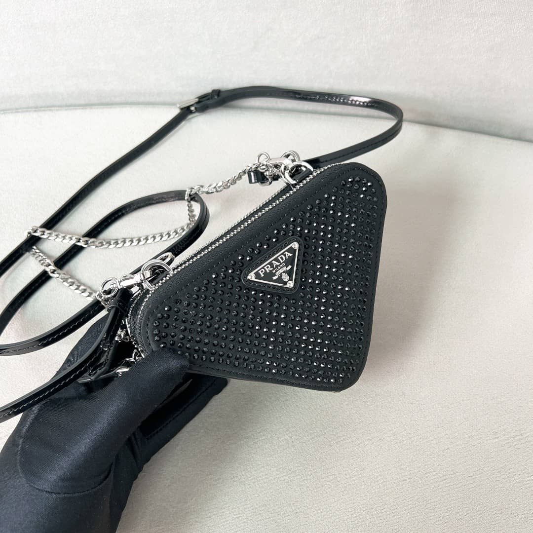 Prada Kristal Süslemeli Mini Kese