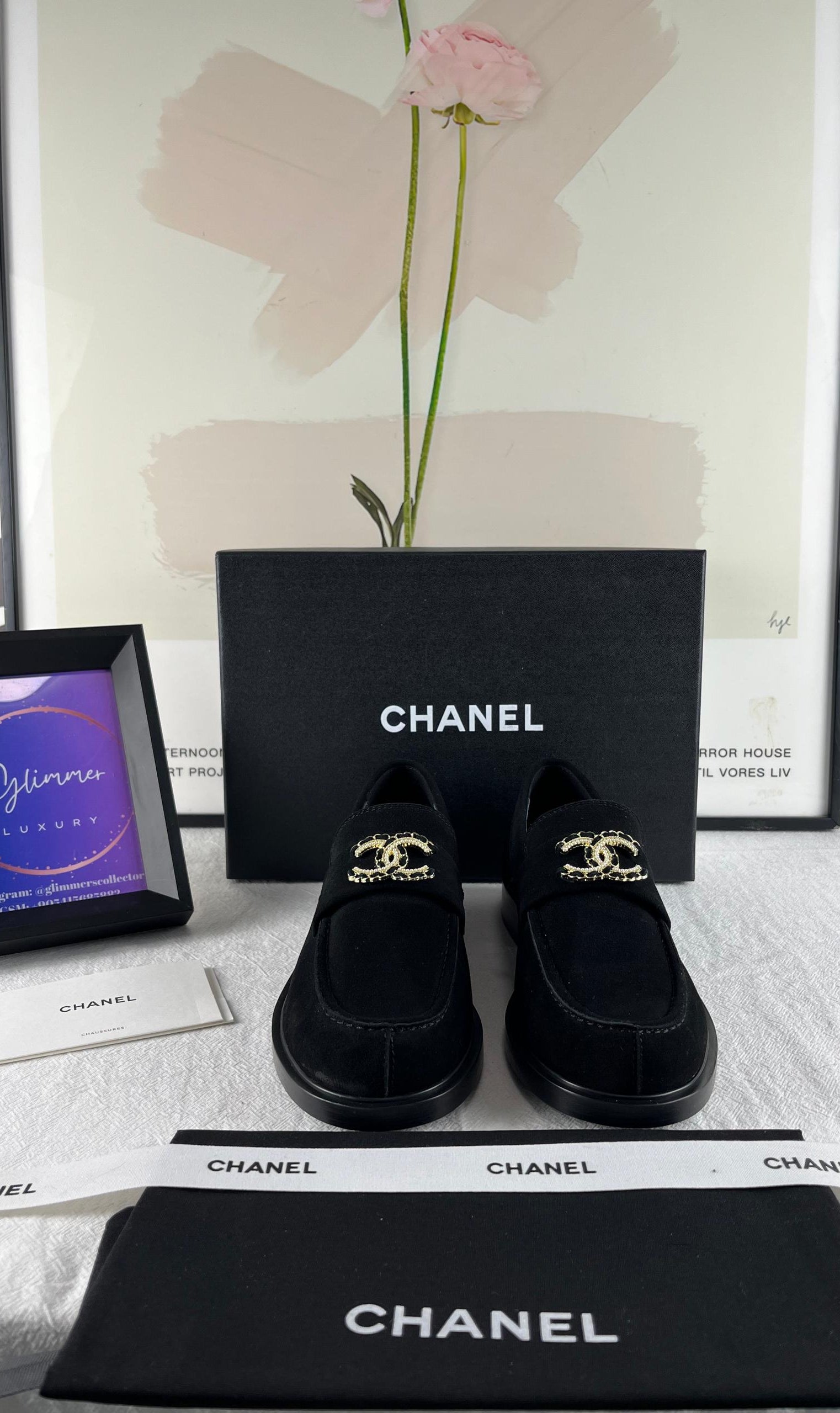 Chanel 2024/25 Art Professions Moccasin Suede Kids Leather Black