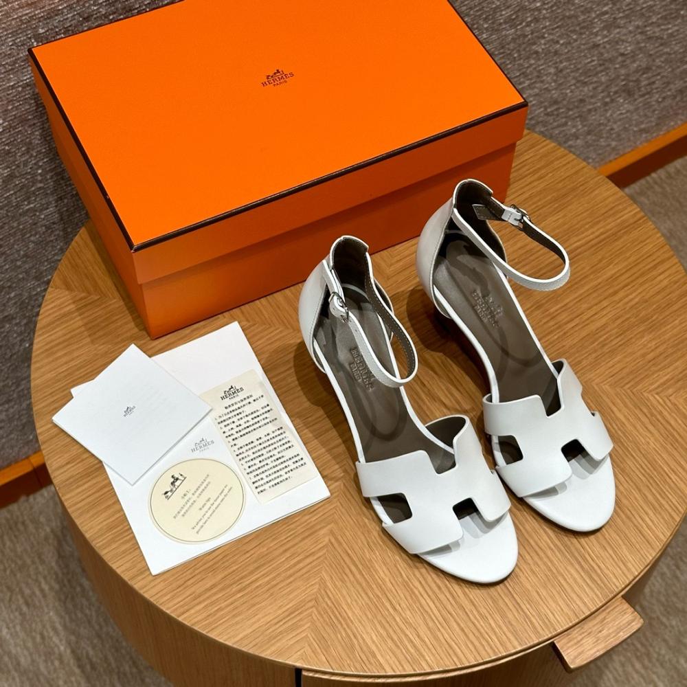Hermès Oasis Sandals Black &amp; Argent Grey