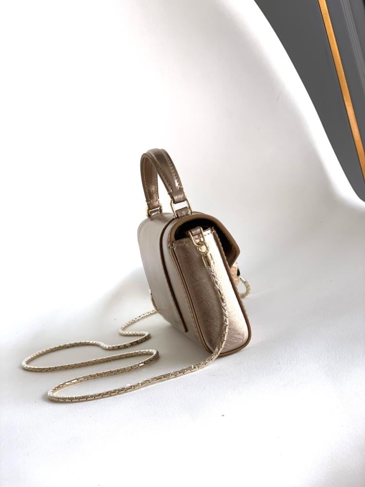 Bvlgari Serpenti Forever Shiny Leather Mini Bag – Gold 