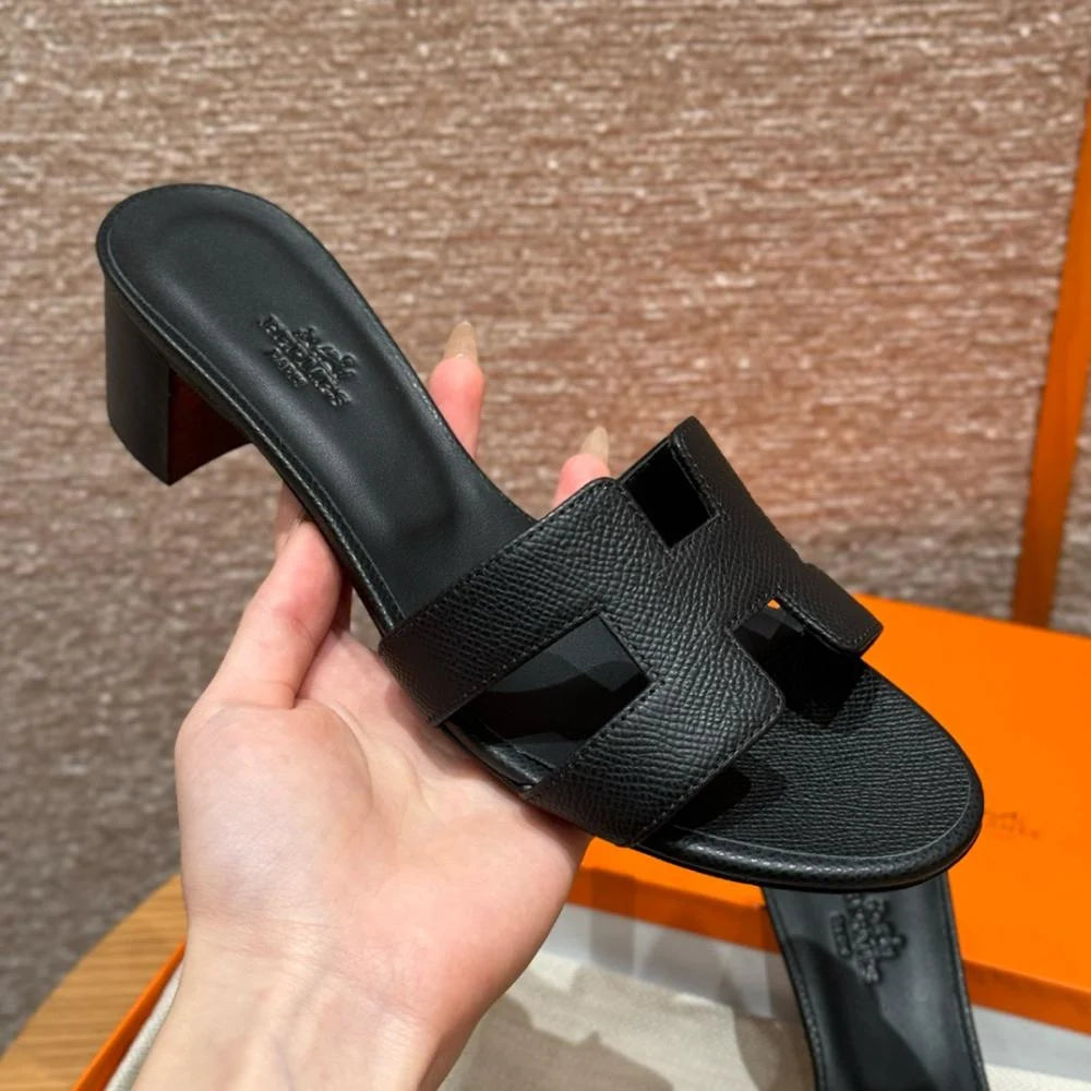 Hermès Oasis Sandals Black &amp; Argent Grey