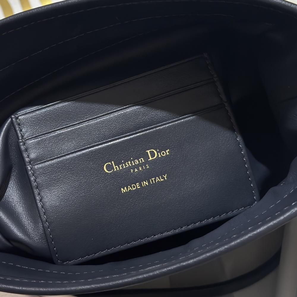 Dior Navy Blue Fabric 30 Montaigne Lace-Up Mini Bucket Bag