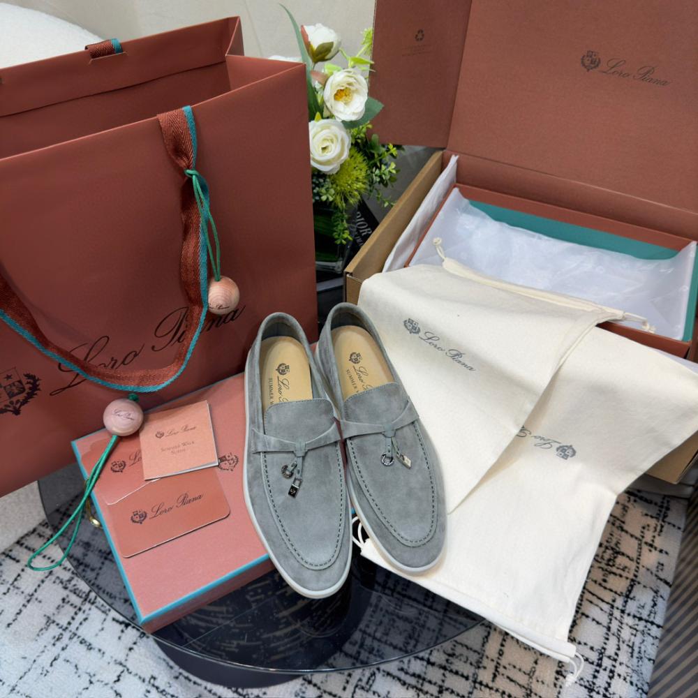 Loro Piana Yaz Büyüsü Yürüyüş Ayakkabısı - Flanel Gri - Glimmer of Luxury