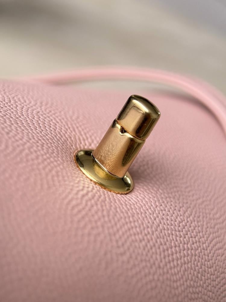 Chanel Preppy Coco Bowling Bag, Pink Patent Caviar Leather, Brushed Gold Hardware