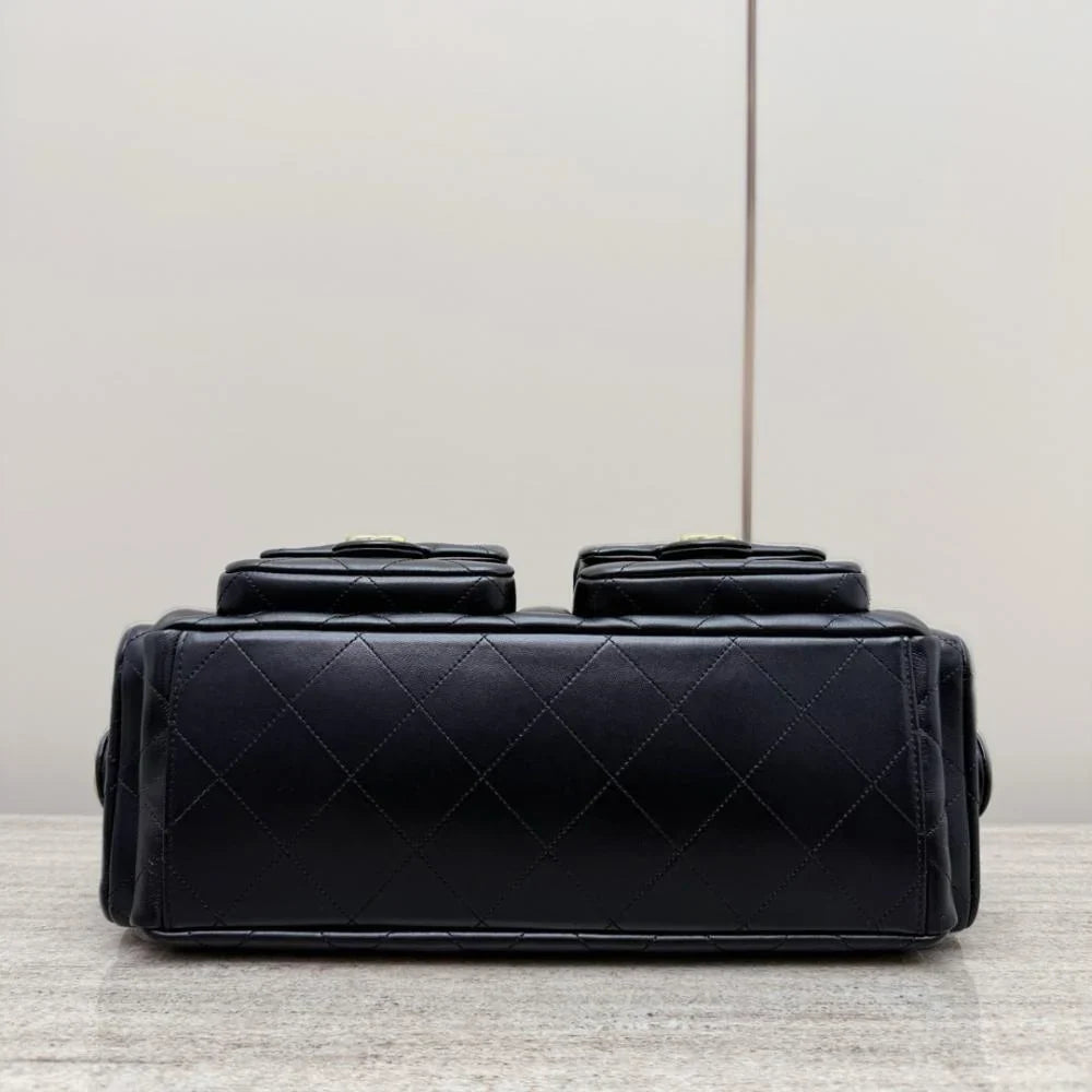 Chanel Büyük Hobo Kargo Çantası Dana Derisi Siyah GHW - Glimmer of Luxury