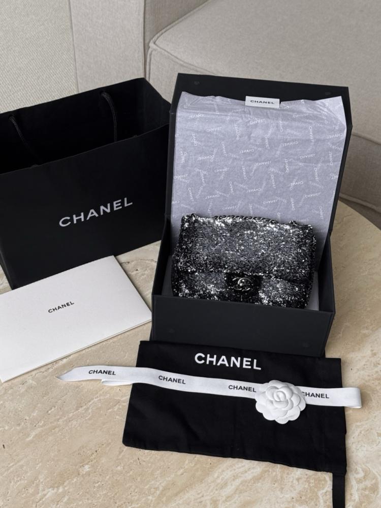 Chanel CF20 Evening Bag — Black Sequin