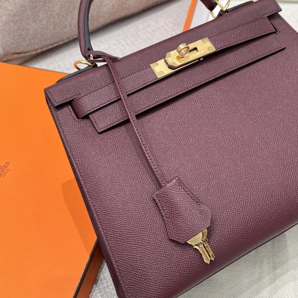 Hermès Kelly 25 Epsom Leather Horseshoe Stamp (HSS) Two-Tone Trench Coat with Palladium Hardware and Black (PHW)