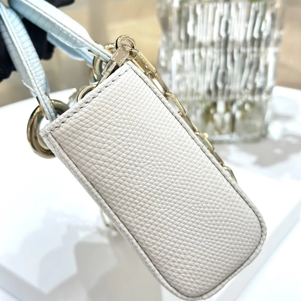 Dior Small Lady D-Joy Bag Cotton Pearl