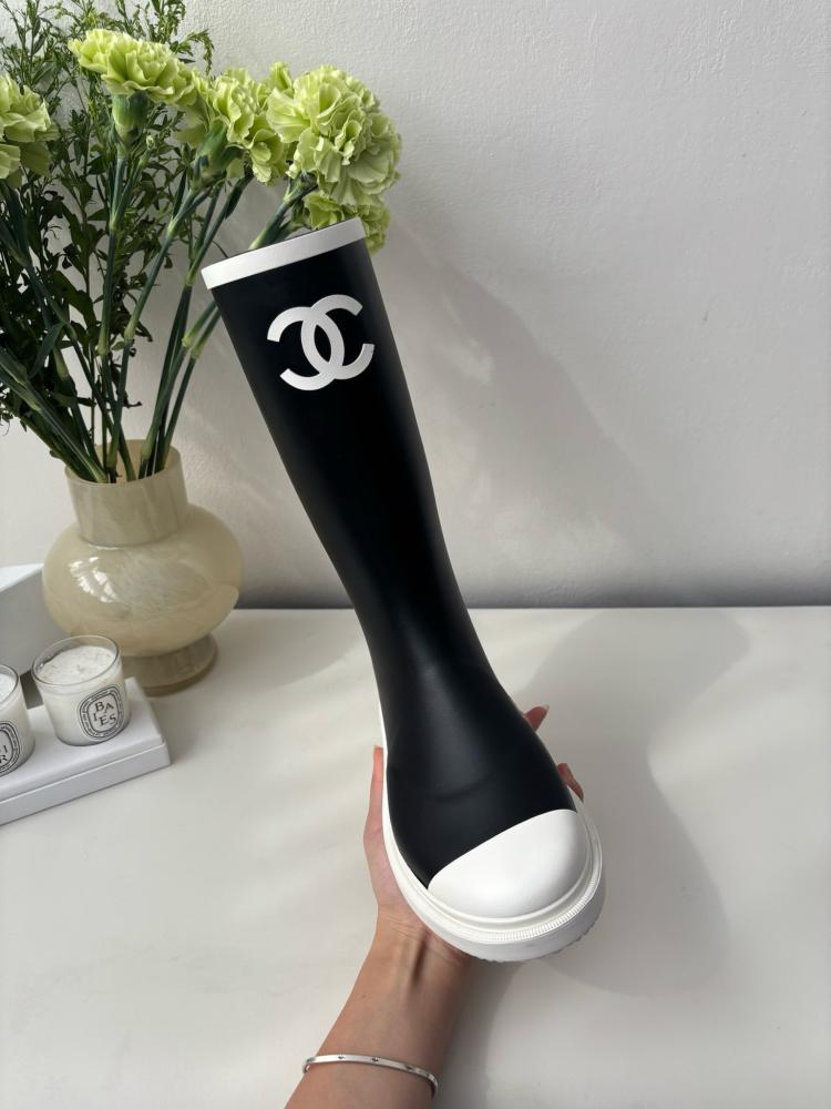Chanel Rain Boots - Black/White