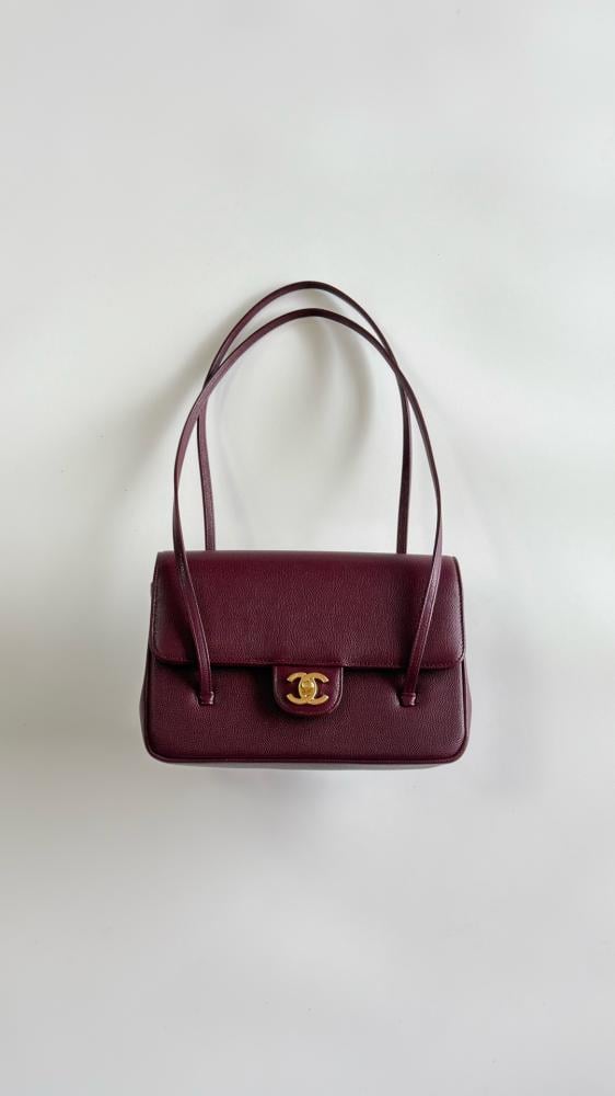 Chanel 26P Small Shoulder Bag – Burgundy Glossy Grained Calfskin