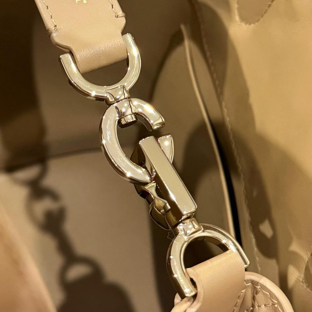 Small Dior Toujours Vertical Tote Bag Powder Beige Macrocannage Calfskin