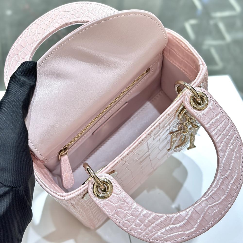 Dior Lady Mini Crocodile Skin Pink Bag