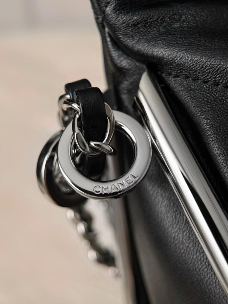 CHANEL Silver Rod Hobo Small Black 