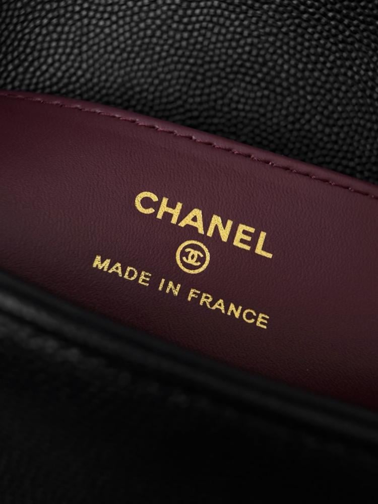 Chanel 26P Mini Shoulder Bag – Black Glossy Grained Calfskin