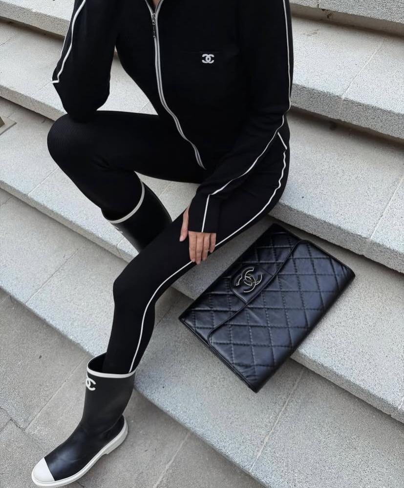 Chanel Yağmur Botları - Siyah/Beyaz