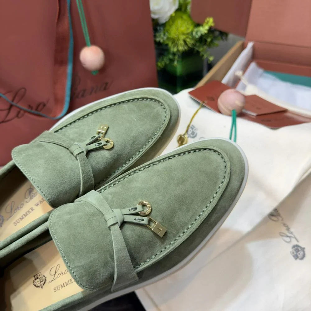 Loro Piana Yaz Büyüsü Yürüyüş Ayakkabısı - Yeşil Çay - Glimmer of Luxury