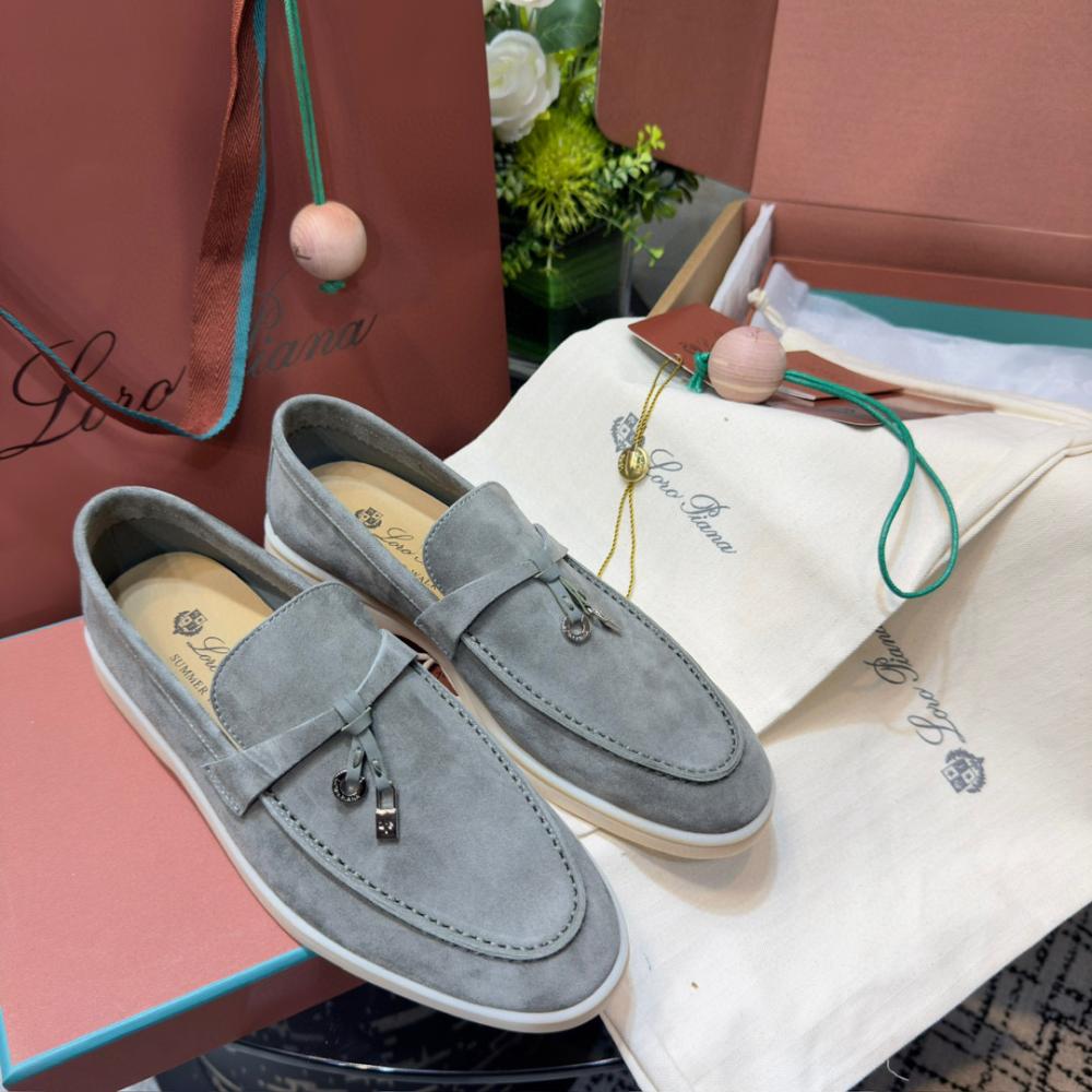 Loro Piana Yaz Büyüsü Yürüyüş Ayakkabısı - Flanel Gri - Glimmer of Luxury